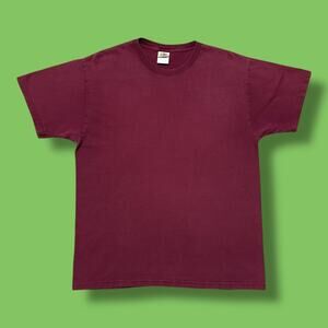 Vintage Blank Shirt Faded Burgundy Red Maroon Blank Tee 90s y2k Large